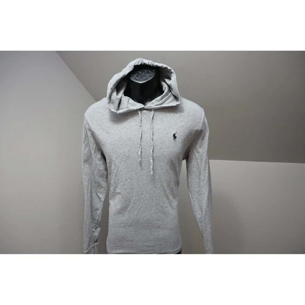 Polo Ralph Lauren Hooded T-Shirt Mens Medium Grey Long Sleeve Pony Excellent